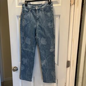 Style & Co. Blue Floral Straight Leg Jeans